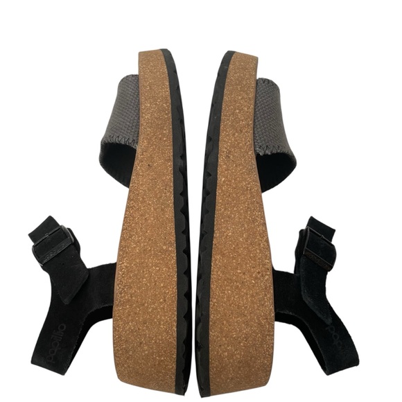 Papillio Black and Gray Glenda Sandals, Wedges, Leather Foot Bed, Size 8, Narrow - Picture 5 of 10